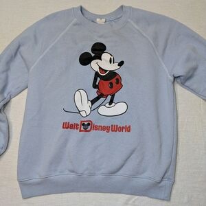 Disney Women's Blue Mickey Mouse Crewneck Sweater Size Small